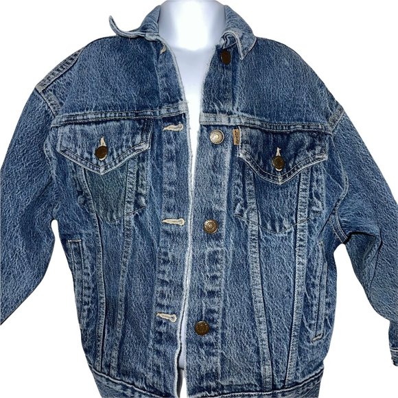 Levi's Vintage 1980's Orange Tab Medium Wash Denim Trucker Jacket Boy's Small - Picture 2 of 8